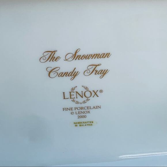 24KT Gold Lenox Snowman Candy Tray - Picture 7 of 11
